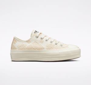 Boty Nízké Converse Chuck Taylor All Star Lift Platformyě Tonal Embroidery Bílé | CV-531ZIY