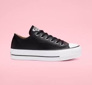 Boty Nízké Converse Chuck Taylor All Star Lift Platformyě Læder Černé Bílé | CV-749RHS