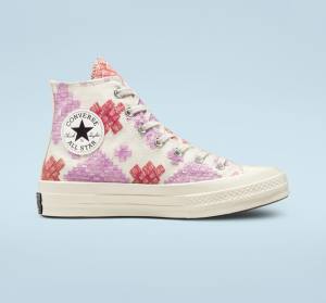 Boty Vysoké Converse Chuck 70 Bright Embroidery Růžové Červené | CV-104CFX