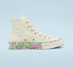 Boty Vysoké Converse Chuck 70 Crafted Florals Růžové Světle Zelene | CV-052DEN