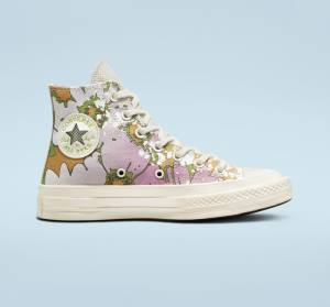 Boty Vysoké Converse Chuck 70 Crafted Florals Růžové Olivy Zelené | CV-317UEZ