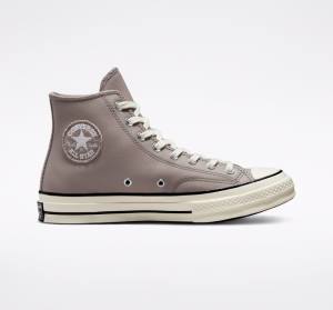 Boty Vysoké Converse Chuck 70 Crafted Læder Šedé Černé | CV-142XOQ