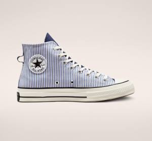 Boty Vysoké Converse Chuck 70 Crafted Stripe Indigo Černé | CV-536PJD