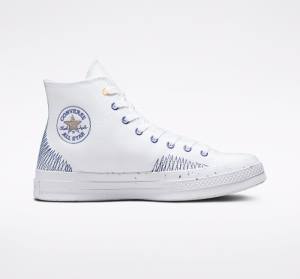 Boty Vysoké Converse Chuck 70 Stitched Bílé Indigo | CV-317RAQ