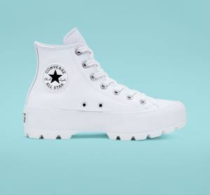 Boty Vysoké Converse Chuck Taylor All Star Lugged Læder Bílé Černé Bílé | CV-072ZJL