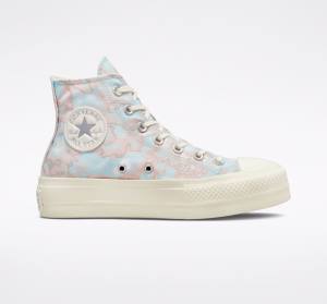 Boty Vysoké Converse Chuck Taylor All Star Lift Platformyě Marble Stříbrné | CV-073IML