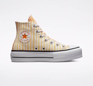 Boty Vysoké Converse Chuck Taylor All Star Lift Platformyě Stripes Bílé Mango Tmavě Žluté | CV-132JAZ