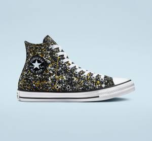 Boty Vysoké Converse Chuck Taylor All Star Archive Paint Splatter Černé Bílé | CV-187GUB