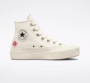 Boty Vysoké Converse Chuck Taylor All Star Lift Platformyě Floral Embroidery Černé Růžové | CV-240ADE