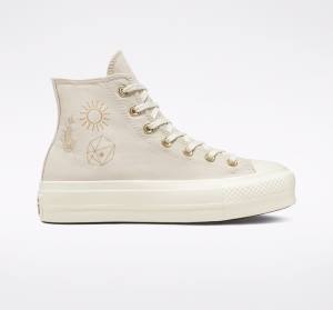 Boty Vysoké Converse Chuck Taylor All Star Lift Platformyě Golden Elements Hnědé Světle Zlaté | CV-241ARE