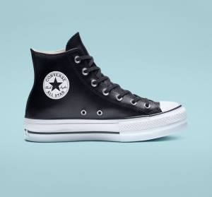 Boty Vysoké Converse Chuck Taylor All Star Platformyě Clean Læder Černé Bílé | CV-347MUN