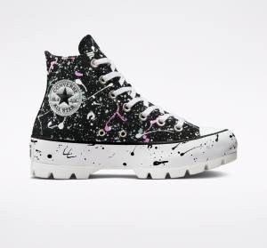 Boty Vysoké Converse Chuck Taylor All Star Lugged Paint Splatter Černé Šedé Růžové | CV-491VNS