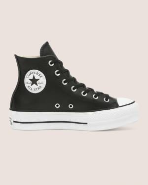 Boty Vysoké Converse Chuck Taylor All Star Lift Clean Læder Černé | CV-673GBI