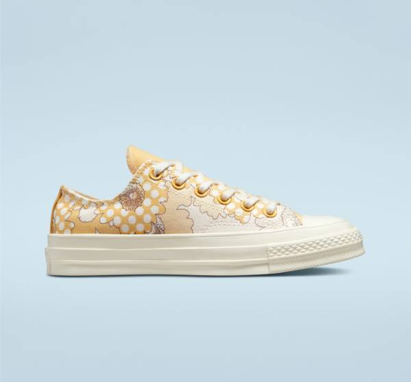 Boty Nízké Converse Chuck 70 Crafted Florals Mango Černé | CV-193HRU