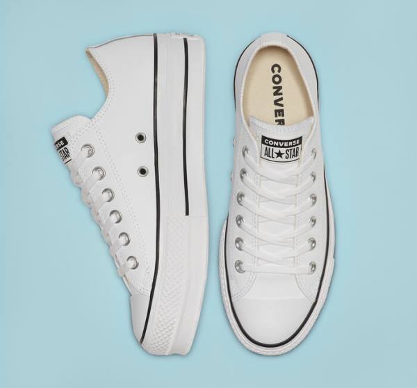 Boty Nízké Converse Chuck Taylor All Star Lift Platformyě Læder Bílé Černé Bílé | CV-043GYS