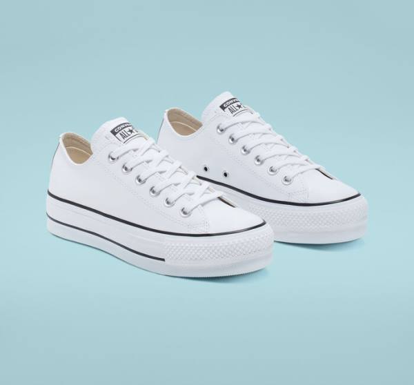 Boty Nízké Converse Chuck Taylor All Star Lift Platformyě Læder Bílé Černé Bílé | CV-043GYS