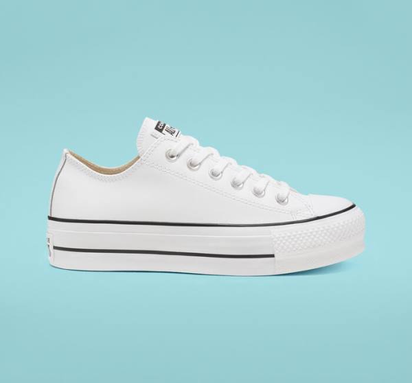 Boty Nízké Converse Chuck Taylor All Star Lift Platformyě Læder Bílé Černé Bílé | CV-043GYS