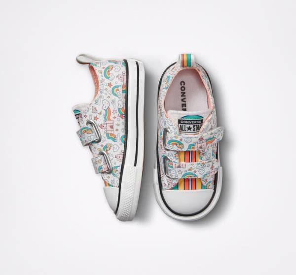 Boty Nízké Converse Chuck Taylor All Star Easy-On Rainbow Castles Bílé Růžové Tyrkysové | CV-230BGP