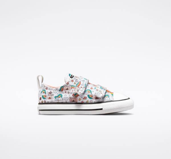 Boty Nízké Converse Chuck Taylor All Star Easy-On Rainbow Castles Bílé Růžové Tyrkysové | CV-230BGP