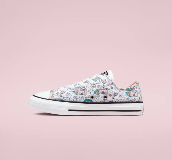 Boty Nízké Converse Chuck Taylor All Star Rainbow Castles Bílé Růžové Tyrkysové | CV-324TSP