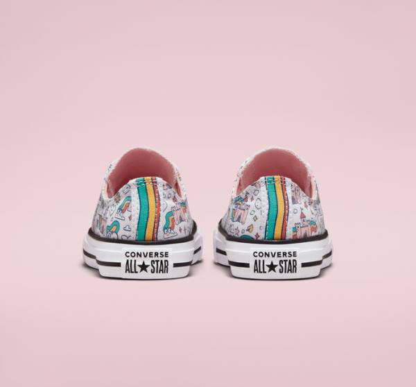 Boty Nízké Converse Chuck Taylor All Star Rainbow Castles Bílé Růžové Tyrkysové | CV-324TSP