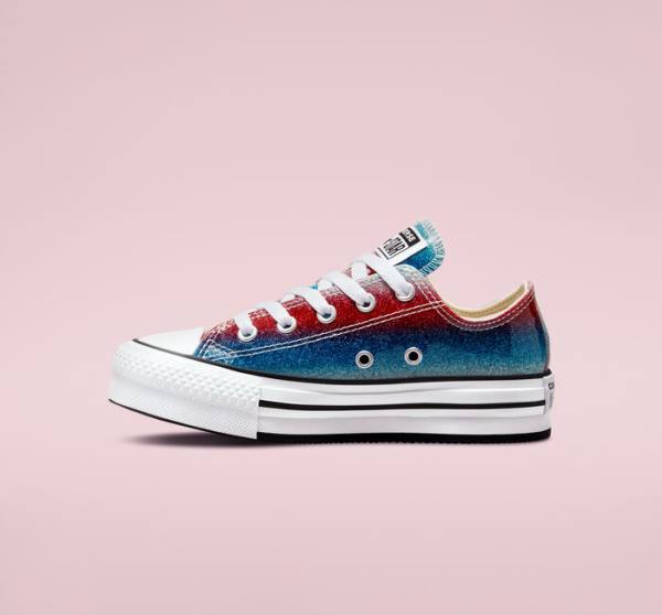 Boty Nízké Converse Chuck Taylor All Star Lift Platformyě Glitter Drip Blankyt Bílé Červené | CV-360REU