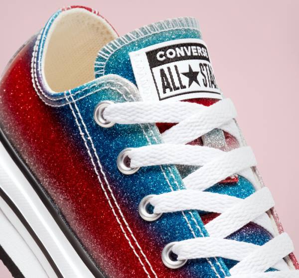 Boty Nízké Converse Chuck Taylor All Star Lift Platformyě Glitter Drip Blankyt Bílé Červené | CV-360REU