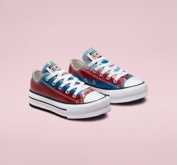 Boty Nízké Converse Chuck Taylor All Star Lift Platformyě Glitter Drip Blankyt Bílé Červené | CV-360REU