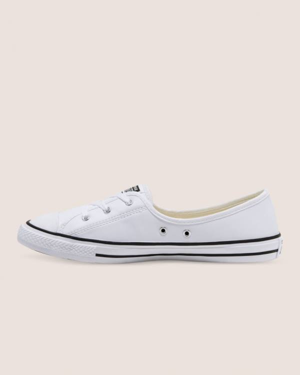 Boty Nízké Converse Chuck Taylor All Star Ballet Krajkové Faux Læder Slip Bílé | CV-431UNT