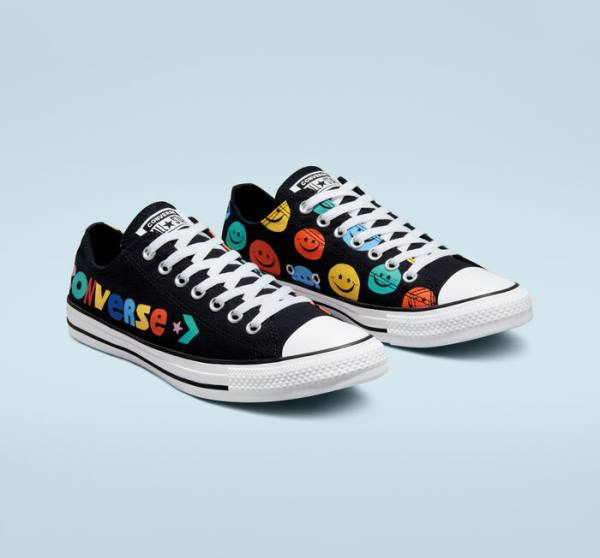 Boty Nízké Converse Chuck Taylor All Star Happy Faces Černé | CV-675XLS