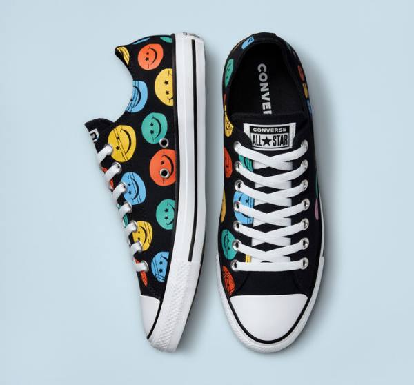 Boty Nízké Converse Chuck Taylor All Star Happy Faces Černé | CV-809ZHJ