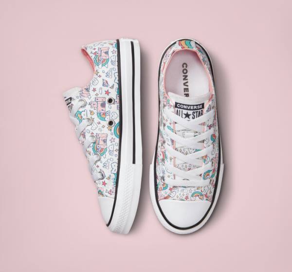 Boty Nízké Converse Chuck Taylor All Star Rainbow Castles Bílé Růžové Tyrkysové | CV-958EKR