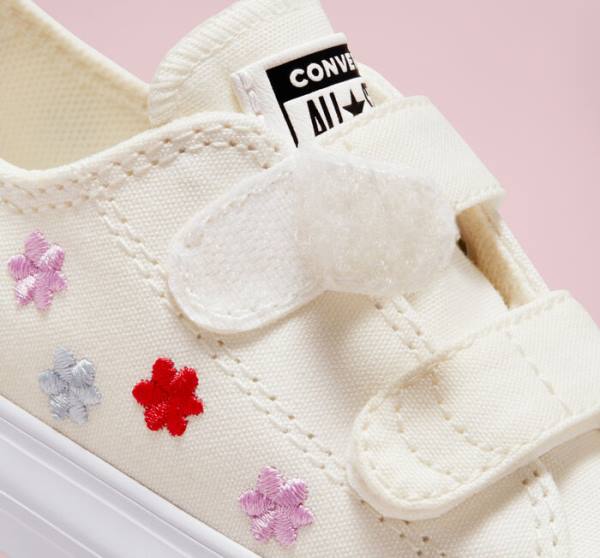 Boty Nízké Converse Chuck Taylor All Star Easy-On Floral Embroidery Bílé Bílé | CV-960ZSK