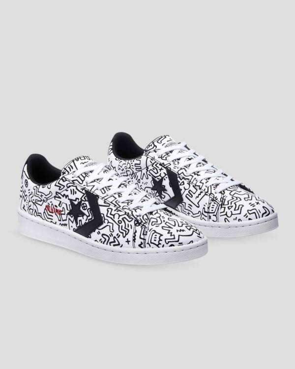 Boty Nízké Converse Keith Haring Pro Læder Bílé Černé Červené | CV-059KQH