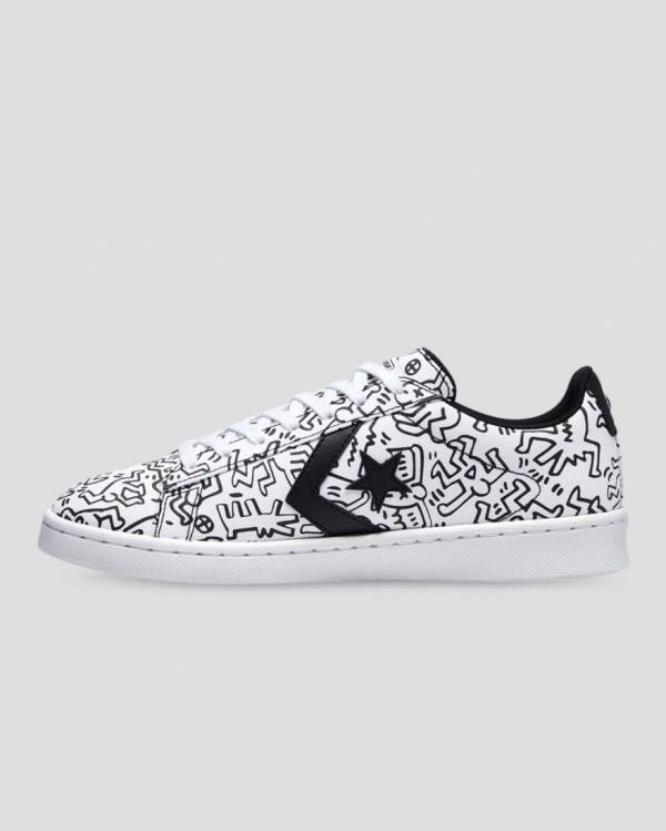 Boty Nízké Converse Keith Haring Pro Læder Bílé Černé Červené | CV-059KQH