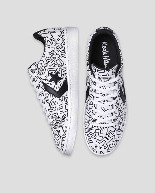 Boty Nízké Converse Keith Haring Pro Læder Bílé Černé Červené | CV-059KQH