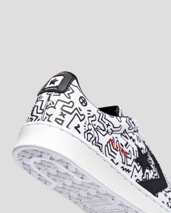 Boty Nízké Converse Keith Haring Pro Læder Bílé Černé Červené | CV-059KQH