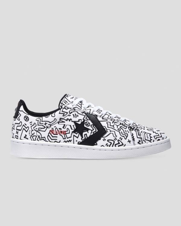 Boty Nízké Converse Keith Haring Pro Læder Bílé Černé Červené | CV-651NJH