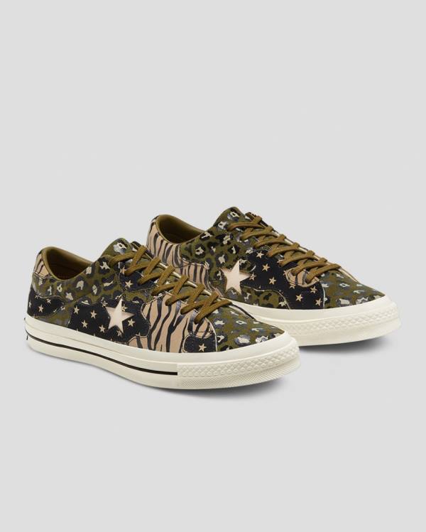 Boty Nízké Converse One Star Archive Print Mix Olivy Zelené Leopard | CV-172ARJ