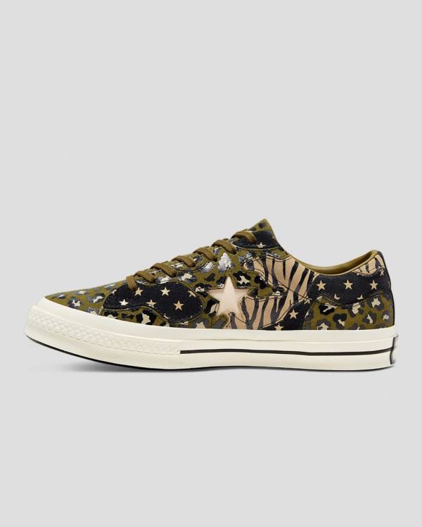 Boty Nízké Converse One Star Archive Print Mix Olivy Zelené Leopard | CV-172ARJ