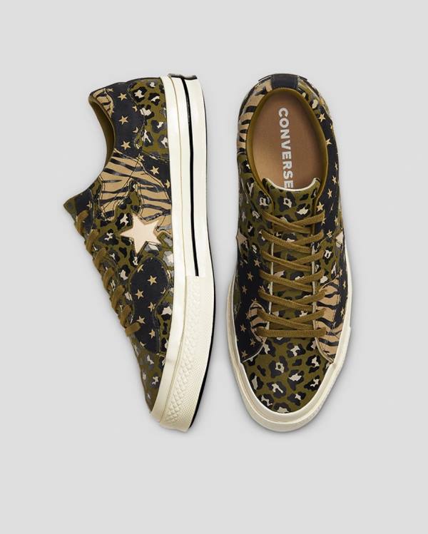 Boty Nízké Converse One Star Archive Print Mix Olivy Zelené Leopard | CV-172ARJ