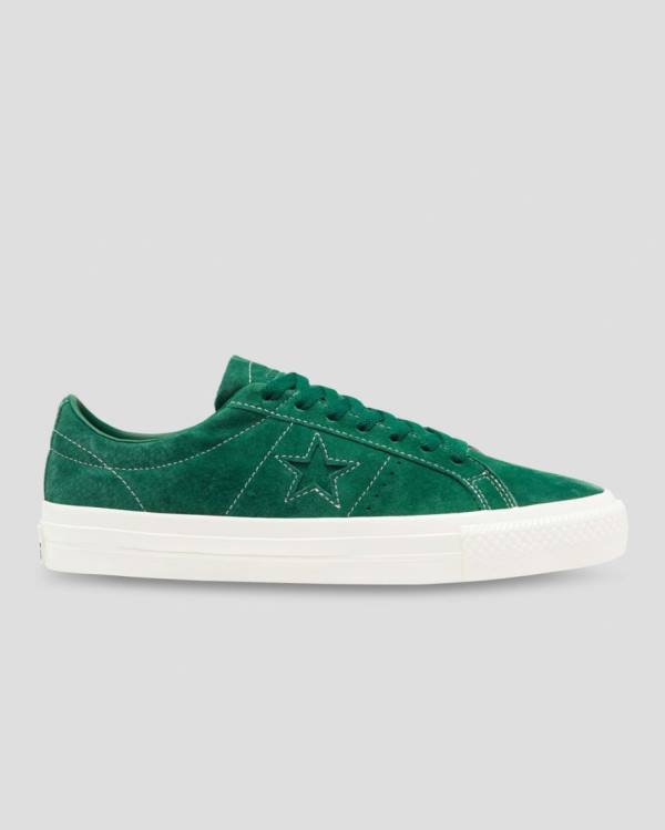 Boty Nízké Converse One Star Pro Pigskin Semišové Zelene | CV-568KDP