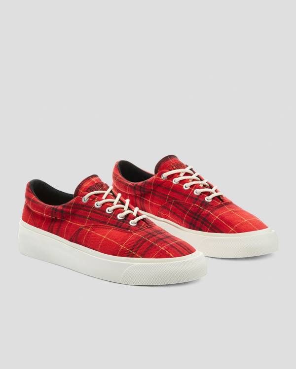 Boty Nízké Converse Skidgrip Twisted Plaid Červené | CV-342JHX