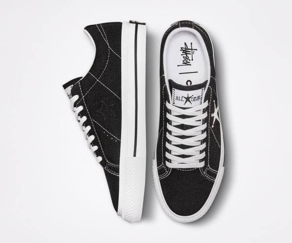 Boty Nízké Converse Stussy One Star Černé Bílé | CV-718FRH