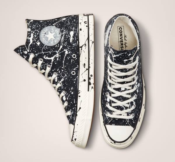 Boty Vysoké Converse Chuck 70 Archive Paint Splatter Černé Šedé | CV-258EAO