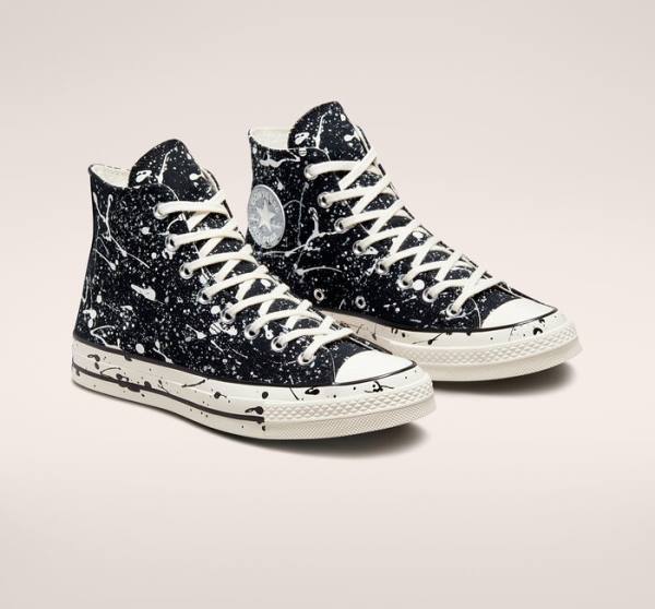 Boty Vysoké Converse Chuck 70 Archive Paint Splatter Černé Šedé | CV-258EAO