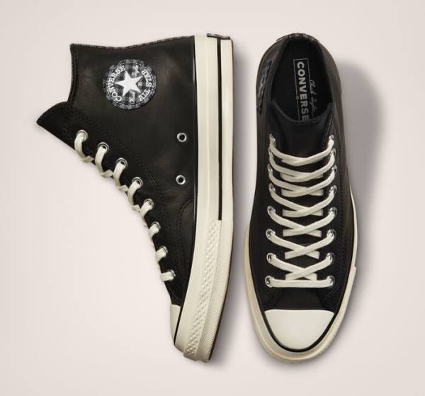 Boty Vysoké Converse Chuck 70 Crafted Læder Černé | CV-291JWF