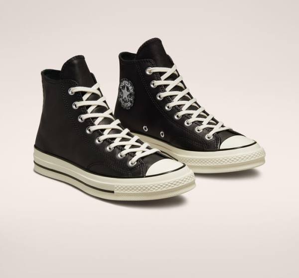 Boty Vysoké Converse Chuck 70 Crafted Læder Černé | CV-291JWF