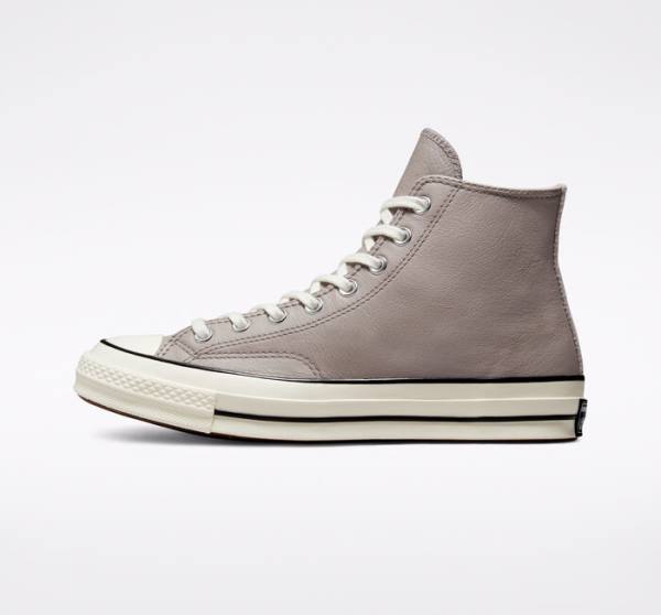 Boty Vysoké Converse Chuck 70 Crafted Læder Šedé Černé | CV-637HLS