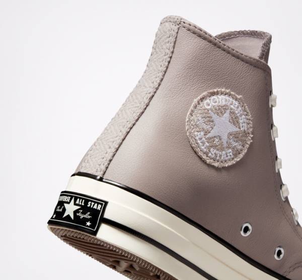 Boty Vysoké Converse Chuck 70 Crafted Læder Šedé Černé | CV-637HLS